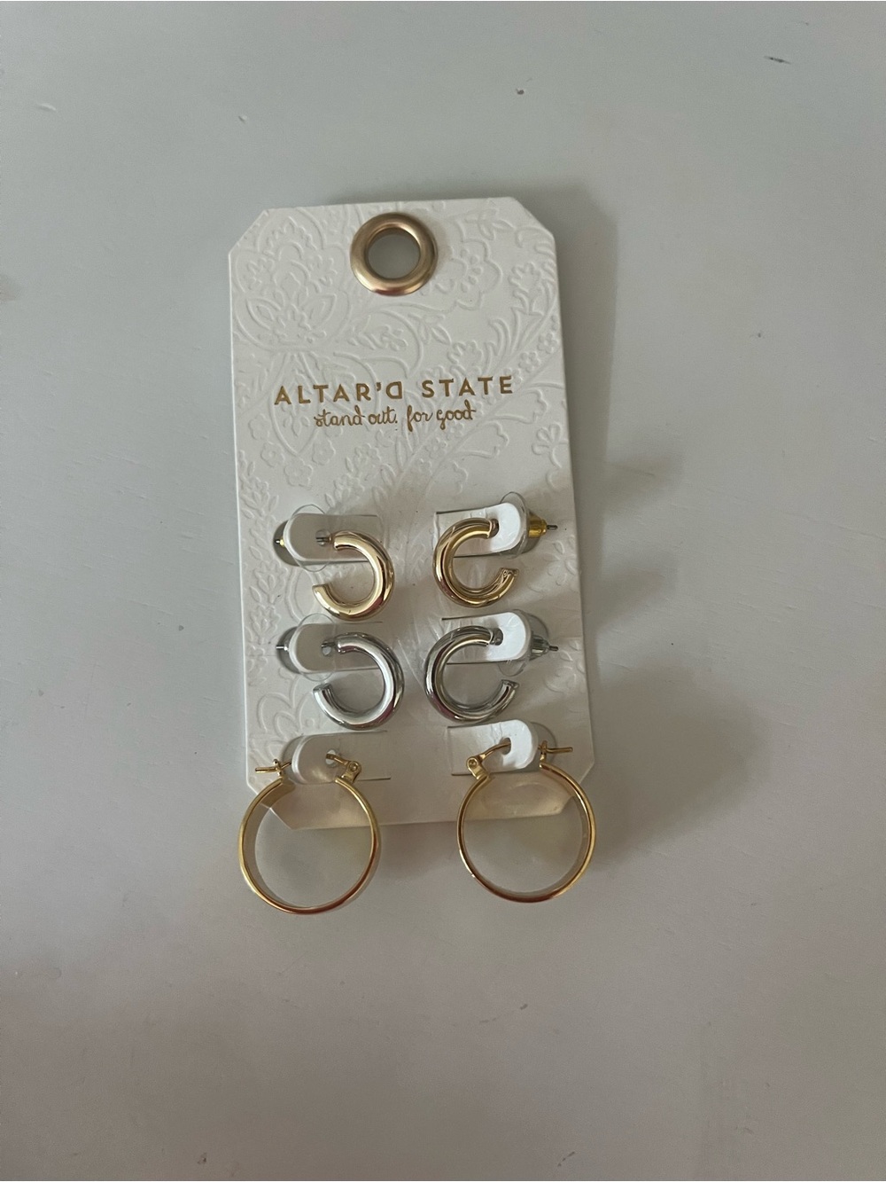 Altar'd State Gold & Silver Three-Pair Earring Set